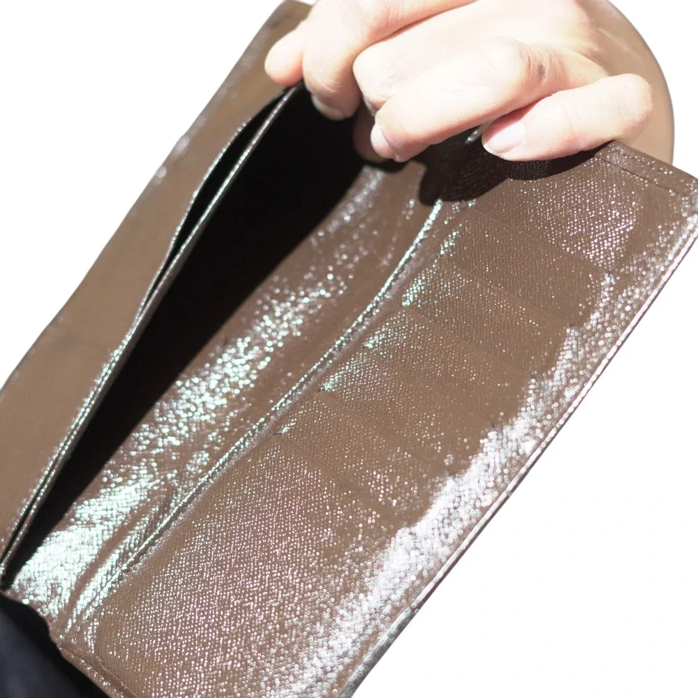 Louis Vuitton Taiga Brown Long Slim Wallet Made in France Refurbished Gifts